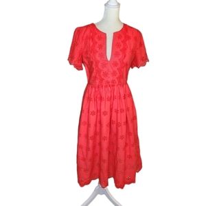 Madewell Red Scalloped Eyelet Midi Dress 2